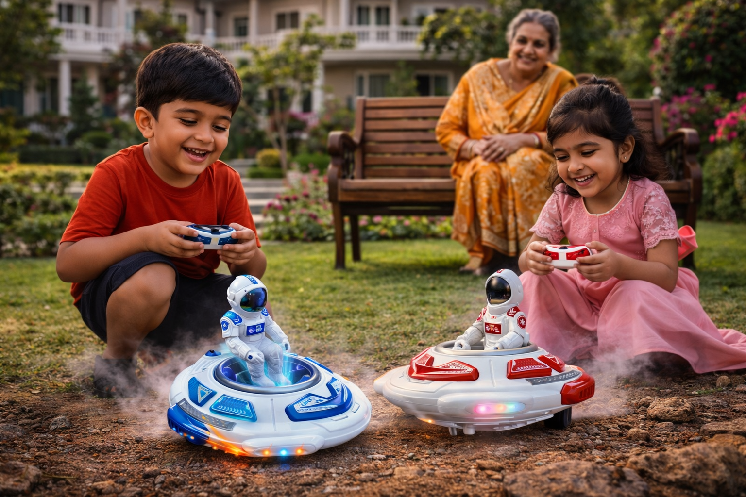 Zenvyra Astro Craft 2-Player Space Rover Toy Set Double the fun with dual cars, spray effect & remote control—perfect for joyful playtime and bonding.