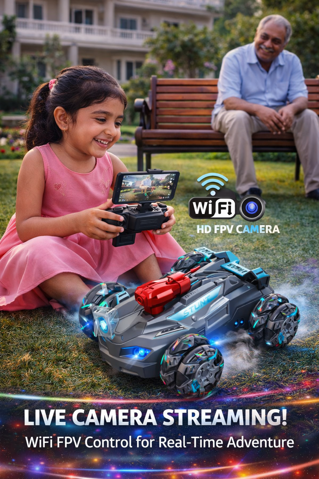 Zenvyra FPV Racing RC Car for Kids With live camera view & rechargeable battery—turn every playtime into an exciting adventure.