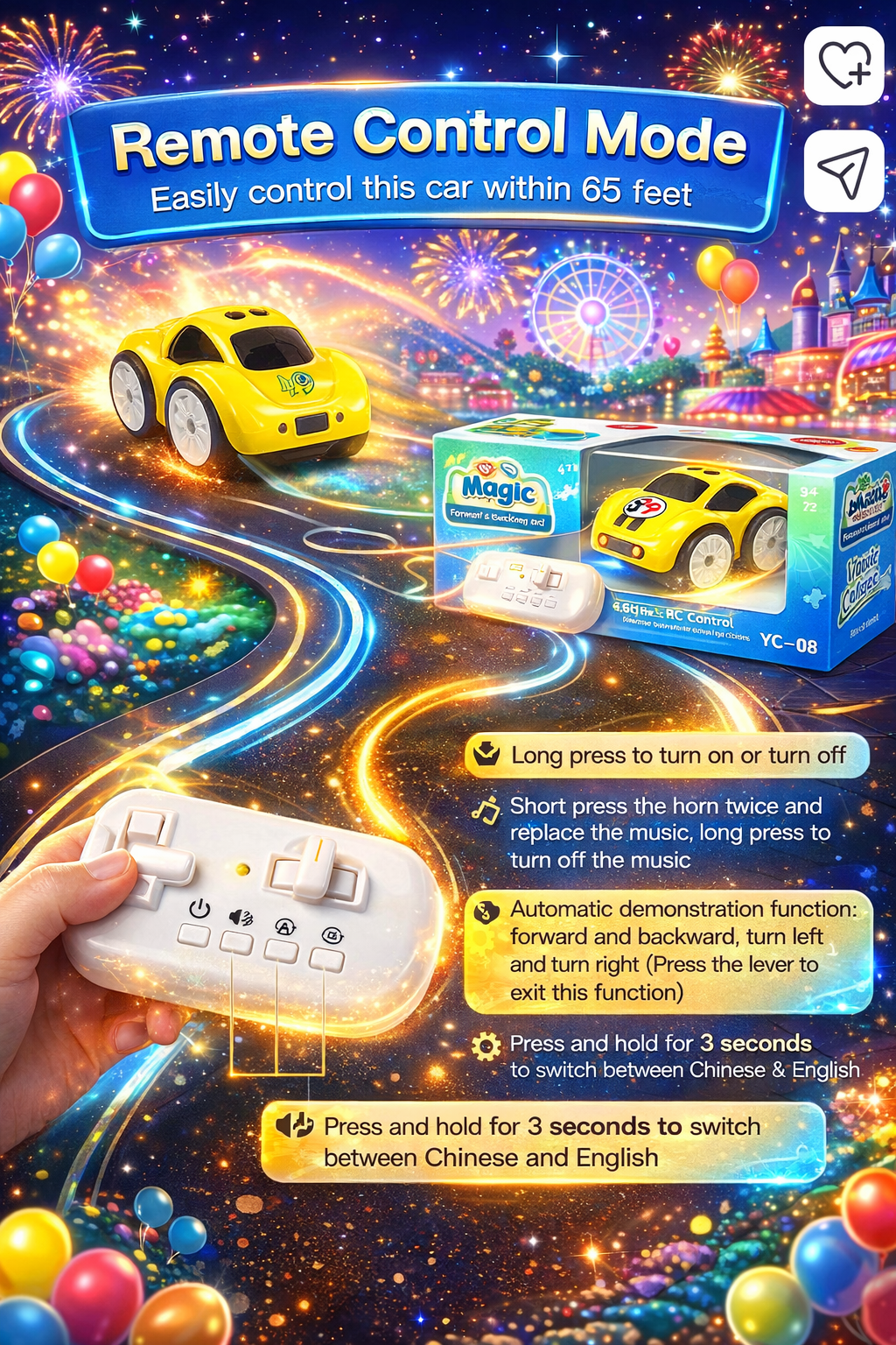Zenvyra RC Track Car -New Smart Magic Induction