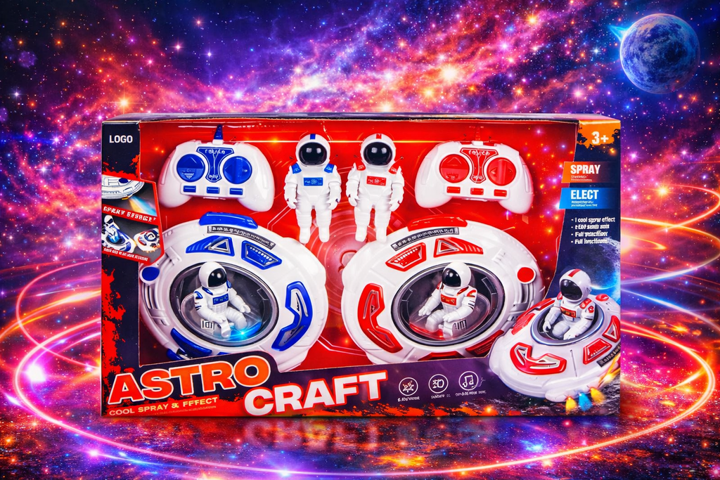 Zenvyra Astro Craft 2-Player Space Rover Toy Set Double the fun with dual cars, spray effect & remote control—perfect for joyful playtime and bonding.