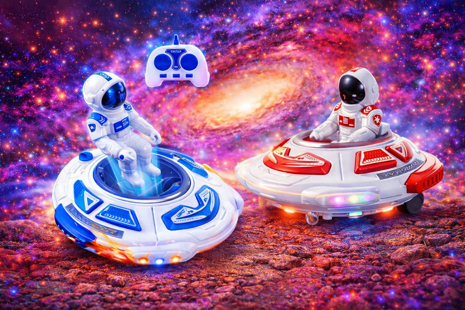 Zenvyra Astro Craft 2-Player Space Rover Toy Set Double the fun with dual cars, spray effect & remote control—perfect for joyful playtime and bonding.