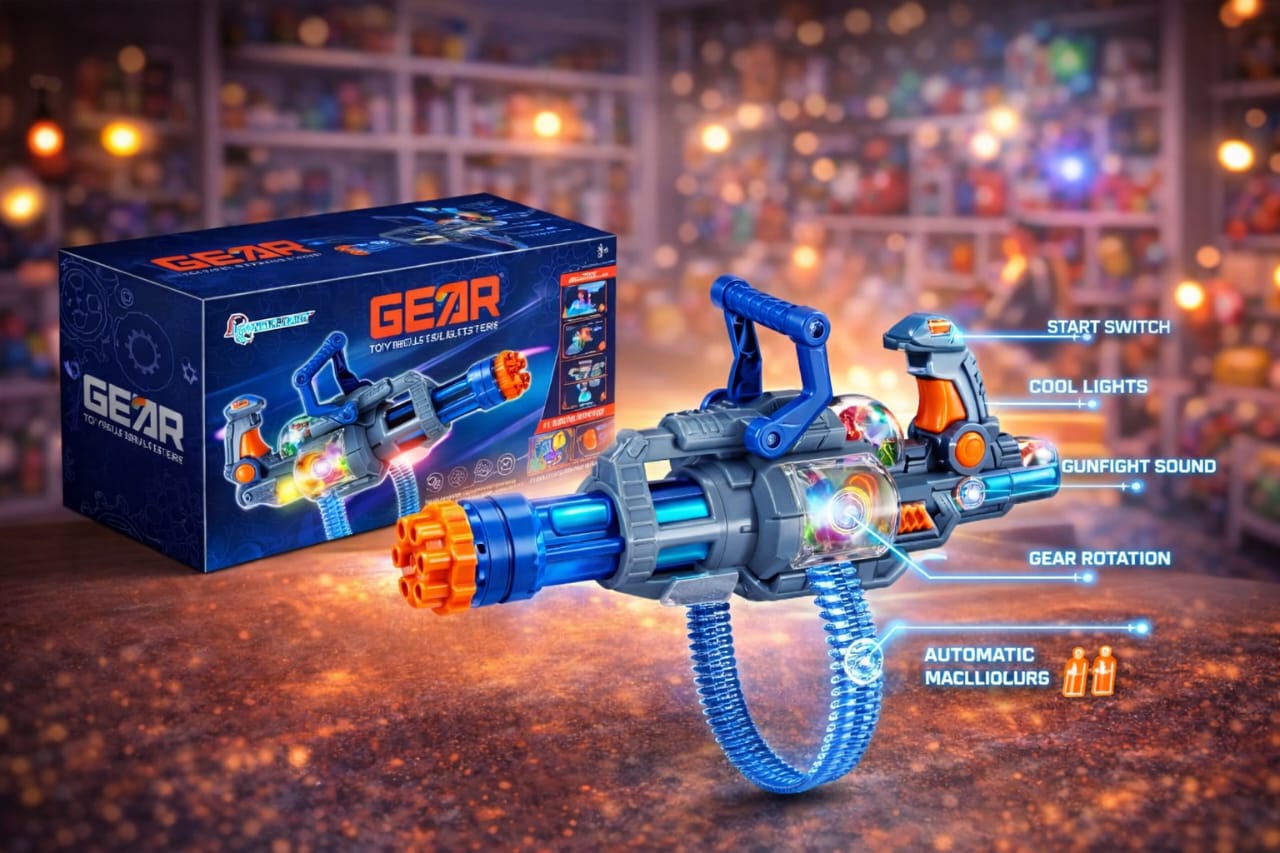 Zenvyra Premium Big Gear Gatling Machine Gun Designed for thrilling action with eye-catching gear movement.