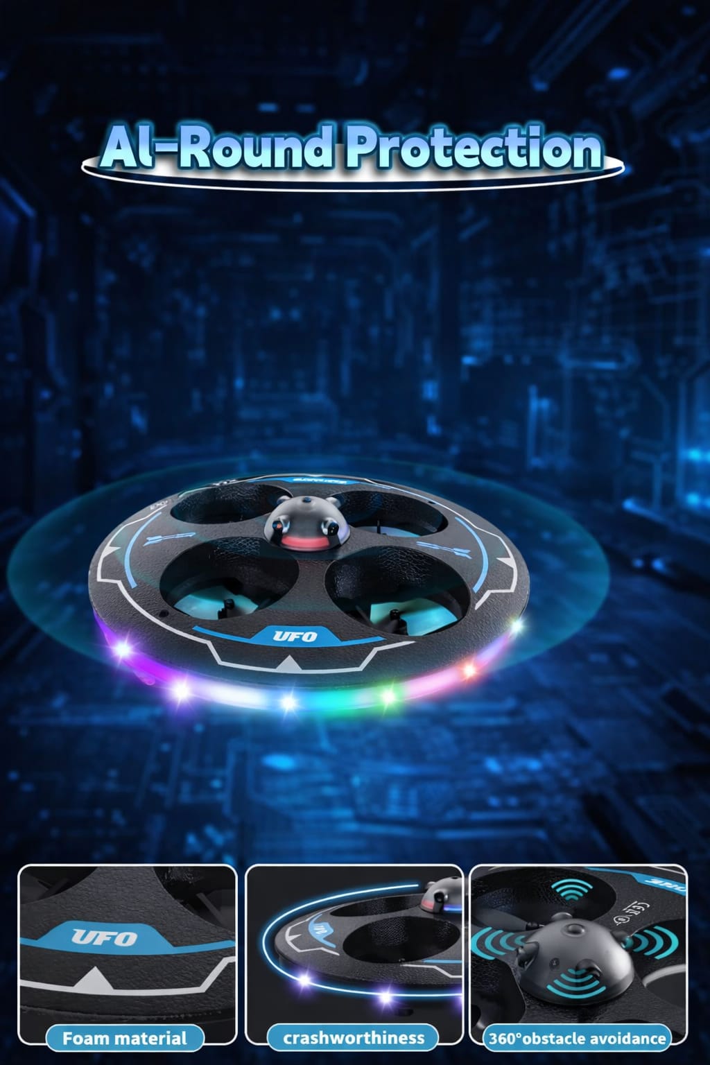 Zenvyra UFO Flying Drone Toy with Remote Control LED,360? Spin ,Anti-Crash