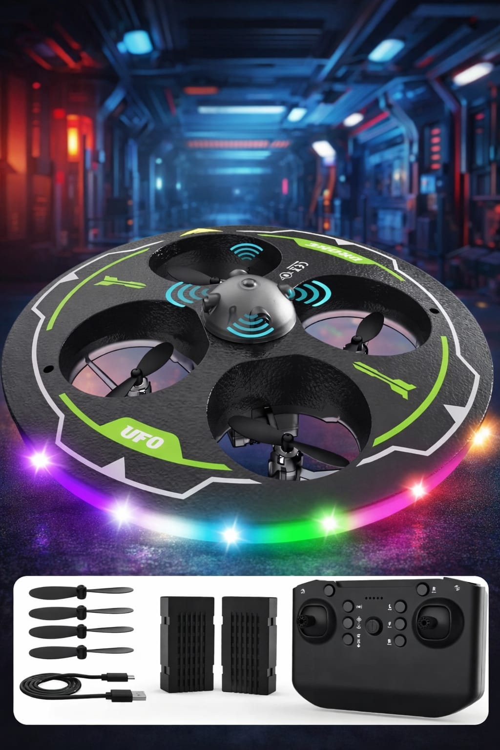Zenvyra UFO Flying Drone Toy with Remote Control LED,360? Spin ,Anti-Crash