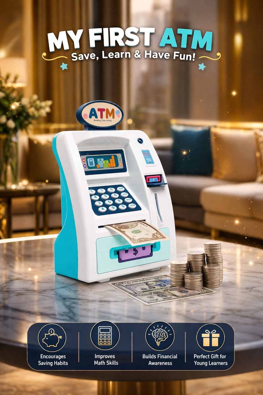 Zenvyra Interactive ATM Experience-Encourages number recognition and early financial awareness